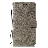 Lace Flower Embossing Flip Leather Phone Case
